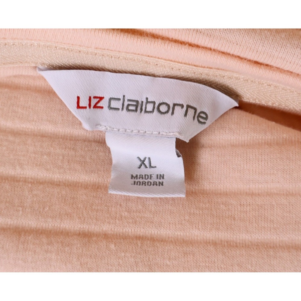 Liz Claiborne Short Sleeve Shirt Womens Sz XL Pink Stripes Stretch Cuffed Sleeve - Picture 7 of 9